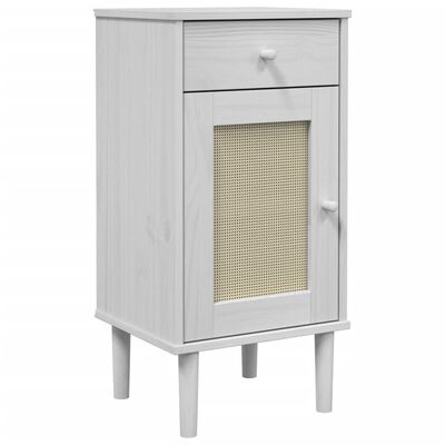 vidaXL Bedside Cabinet SENJA Rattan Look White 40x35x80 cm Solid Wood Pine