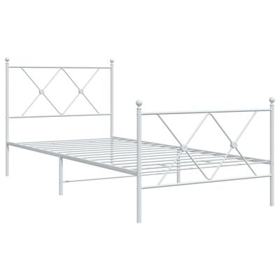 vidaXL Metal Bed Frame without Mattress with Footboard White 90x200 cm