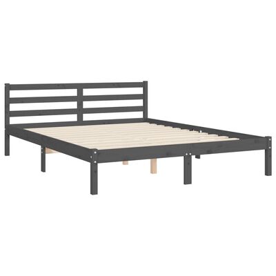 vidaXL Bed Frame without Mattress Grey 140x190 cm Solid Wood Pine