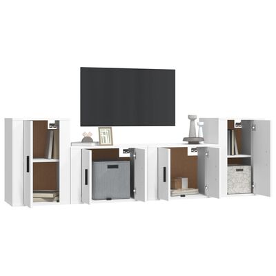 vidaXL 4 Piece TV Cabinet Set White Engineered Wood