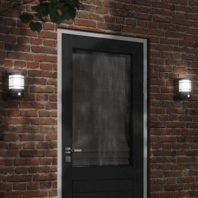 vidaXL Outdoor Wall Light with Sensor Black Stainless Steel