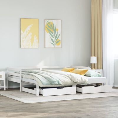 vidaXL Daybed with Trundle and Drawers without Mattress White 90x190 cm Single