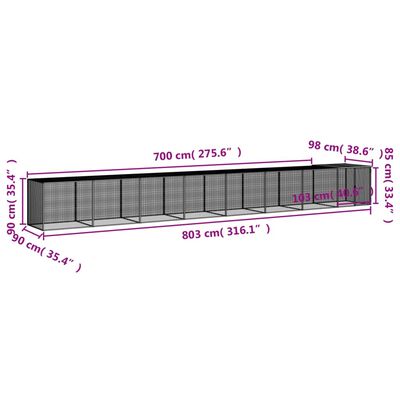 vidaXL Chicken Cage with Roof Anthracite 803x98x90 cm Galvanised Steel