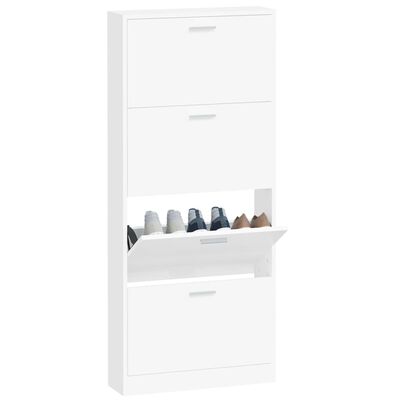 vidaXL Shoe Cabinet White 59x17x150 cm Engineered Wood