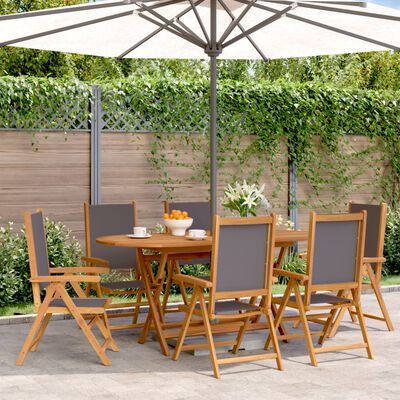 vidaXL Reclining Garden Chairs 6 pcs Anthracite Fabric and Solid Wood