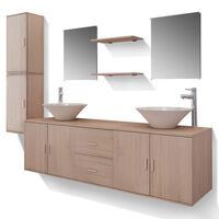 vidaXL 11 Piece Bathroom Furniture Set with Basin with Tap Beige