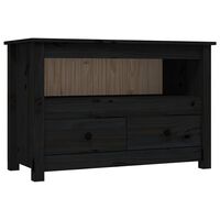 vidaXL TV Cabinet Black 79x35x52 cm Solid Wood Pine