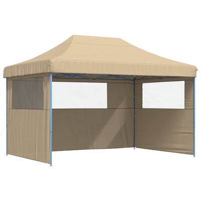 vidaXL Foldable Party Tent Pop-Up with 3 Sidewalls Beige