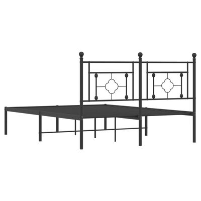 vidaXL Metal Bed Frame without Mattress with Headboard Black 140x190 cm