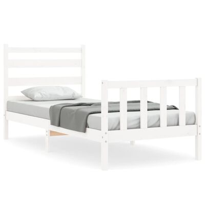 vidaXL Bed Frame without Mattress White 90x190 cm Single Solid Wood Pine