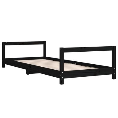 vidaXL Kids Bed Frame Black 90x200 cm Solid Wood Pine