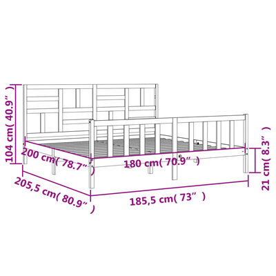 vidaXL Bed Frame without Mattress Super King Size Solid Wood Pine