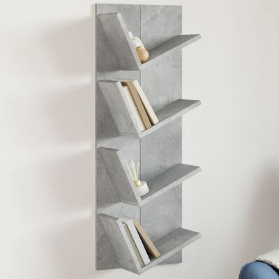 vidaXL Wall Bookshelf 4-Tier Concrete Grey 33x16x90 cm