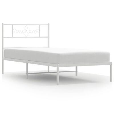 vidaXL Metal Bed Frame without Mattress with Headboard White 80x200 cm