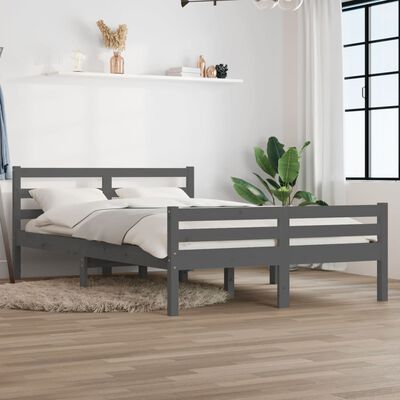 vidaXL Bed Frame without Mattress Grey Solid Wood 120x190 cm Small Double