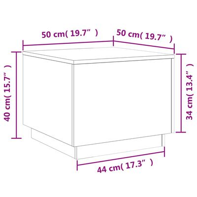 vidaXL Coffee Table with LED Lights Brown Oak 50x50x40 cm