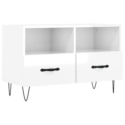 vidaXL TV Cabinet High Gloss White 80x36x50 cm Engineered Wood