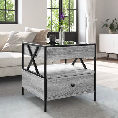 vidaXL Coffee Table with Infinity LED Grey Sonoma 50x50x51 cm