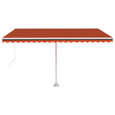 vidaXL Freestanding Manual Retractable Awning 400x350 cm Orange/Brown