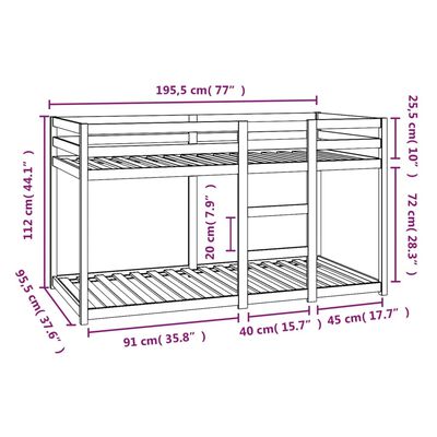 vidaXL Bunk Bed without Mattress White 90x190 cm Single Solid Wood Pine