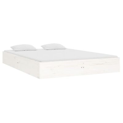 vidaXL Bed Frame without Mattress White Solid Wood 140x190 cm