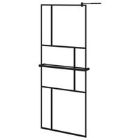 vidaXL Walk-in Shower Wall with Shelf Black 80x195 cm ESG Glass&Aluminium