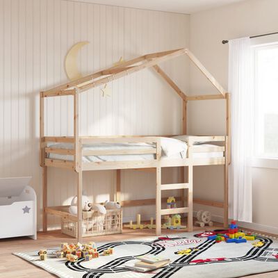 vidaXL Loft Bed with Ladder and Roof without Mattress 80x200 cm