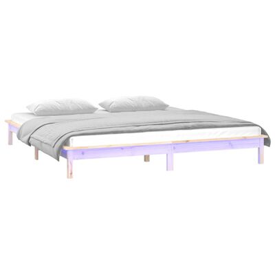 vidaXL LED Bed Frame without Mattress 135x190 cm Double Solid Wood