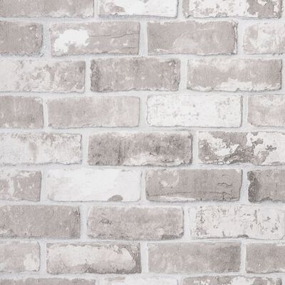 vidaXL Wallpaper 3D Brick Pattern Grey 10x0.53 m Non-woven