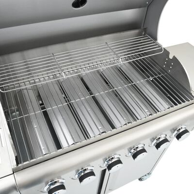 vidaXL Gas BBQ Grill with 7 Burners Silver Stainless Steel