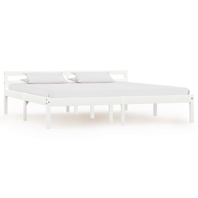 vidaXL Bed Frame without Mattress White Solid Pine Wood 180x200 cm Super King