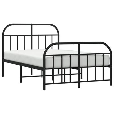 vidaXL Metal Bed Frame without Mattress with Footboard Black 120x200 cm