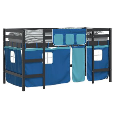 vidaXL Kids' Loft Bed with Curtains without Mattress Blue 90x190 cm Single