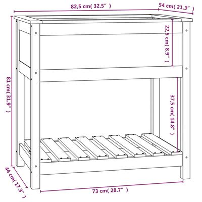 vidaXL Planter with Shelf Black 82.5x54x81 cm Solid Wood Pine