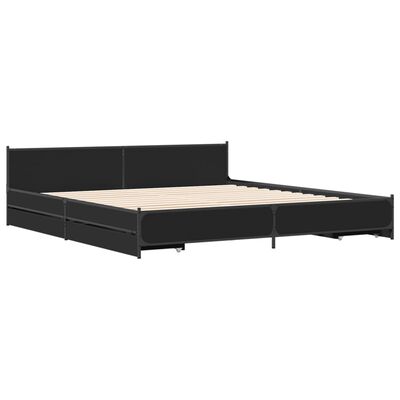 vidaXL Bed Frame with Drawers without Mattress Black 180x200 cm Super King