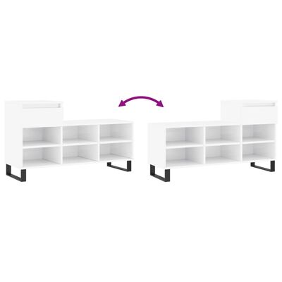 vidaXL Shoe Cabinet High Gloss White 102x36x60 cm Engineered Wood