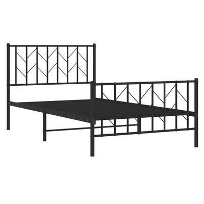 vidaXL Metal Bed Frame without Mattress with Footboard Black 100x200 cm