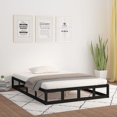 vidaXL Bed Frame without Mattress Black 120x200 cm Solid Wood