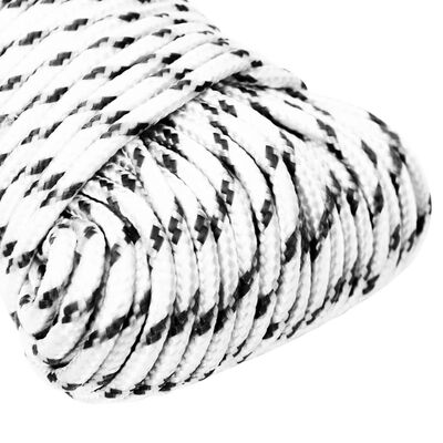 vidaXL Braided Boat Rope White 5 mmx100 m Polyester