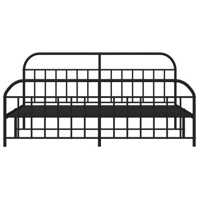 vidaXL Metal Bed Frame without Mattress with Footboard Black 193x203 cm