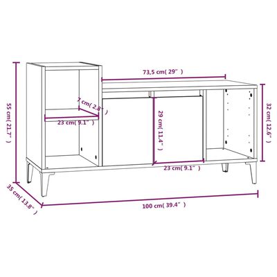 vidaXL TV Cabinet Grey Sonoma 100x35x55 cm Engineered Wood