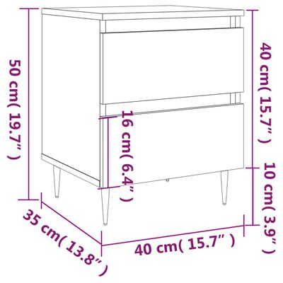 vidaXL Bedside Cabinet Sonoma Oak 40x35x50 cm Engineered Wood