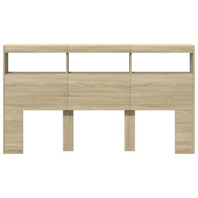 vidaXL Headboard Cabinet with LED Sonoma Oak 180x17x102 cm