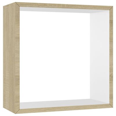 vidaXL Wall Cube Shelves 3 pcs White and Sonoma Oak