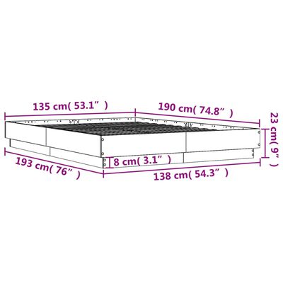 vidaXL Bed Frame without Mattress Brown Oak 135x190 cm Double