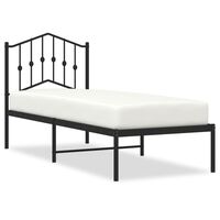 vidaXL Metal Bed Frame without Mattress with Headboard Black 75x190 cm Small Single