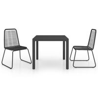 vidaXL 3 Piece Garden Dining Set PVC Rattan Black