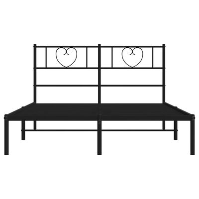 vidaXL Metal Bed Frame without Mattress with Headboard Black 140x200 cm