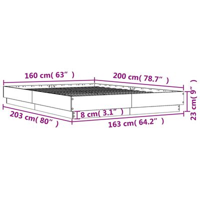 vidaXL Bed Frame Concrete Grey 160x200 cm Engineered Wood