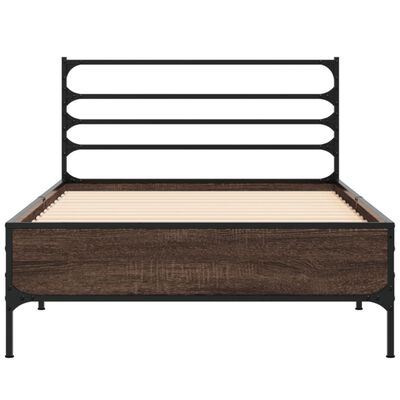 vidaXL Bed Frame without Mattress Brown Oak 75x190 cm Small Single